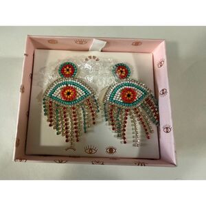 C&C California beaded evil eye dangle earrings.